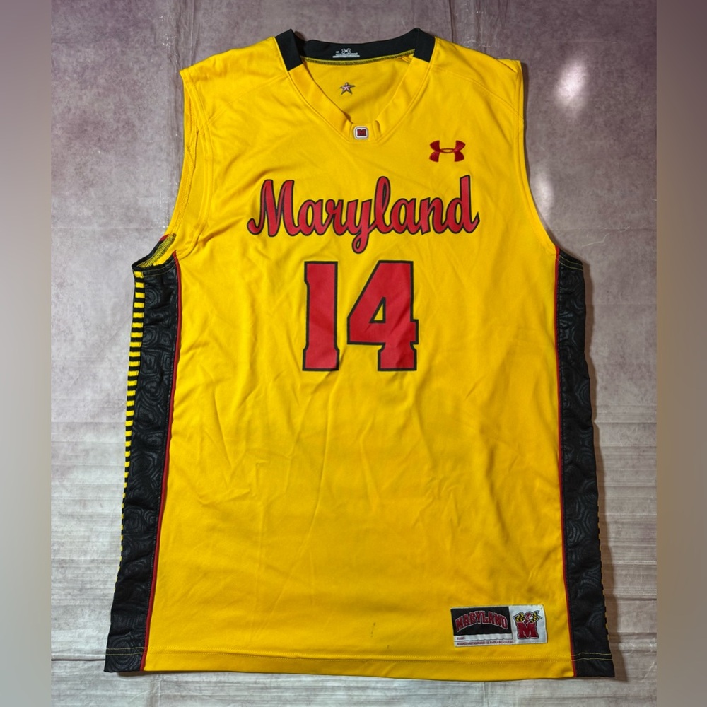 Under Armour Maryland Terapinsl Basketball Jersey Yellow Mens Size Large NCAA